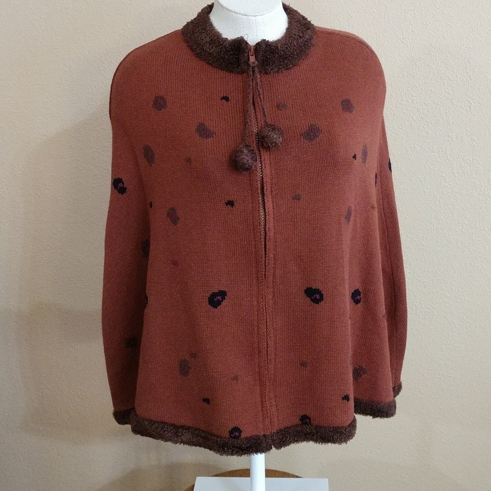Storybook Knits Zip Front Poncho Size S